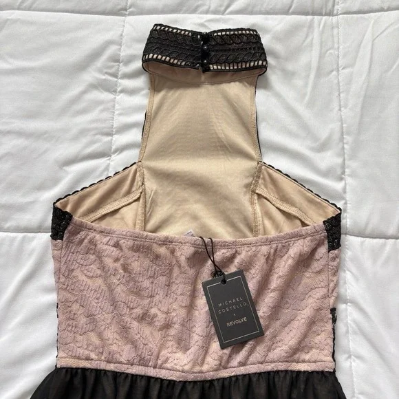 NWT Michael Costello X Revolve Mini Dress Womens XS Black Pink Fairy Whimsigoth - Picture 10 of 10